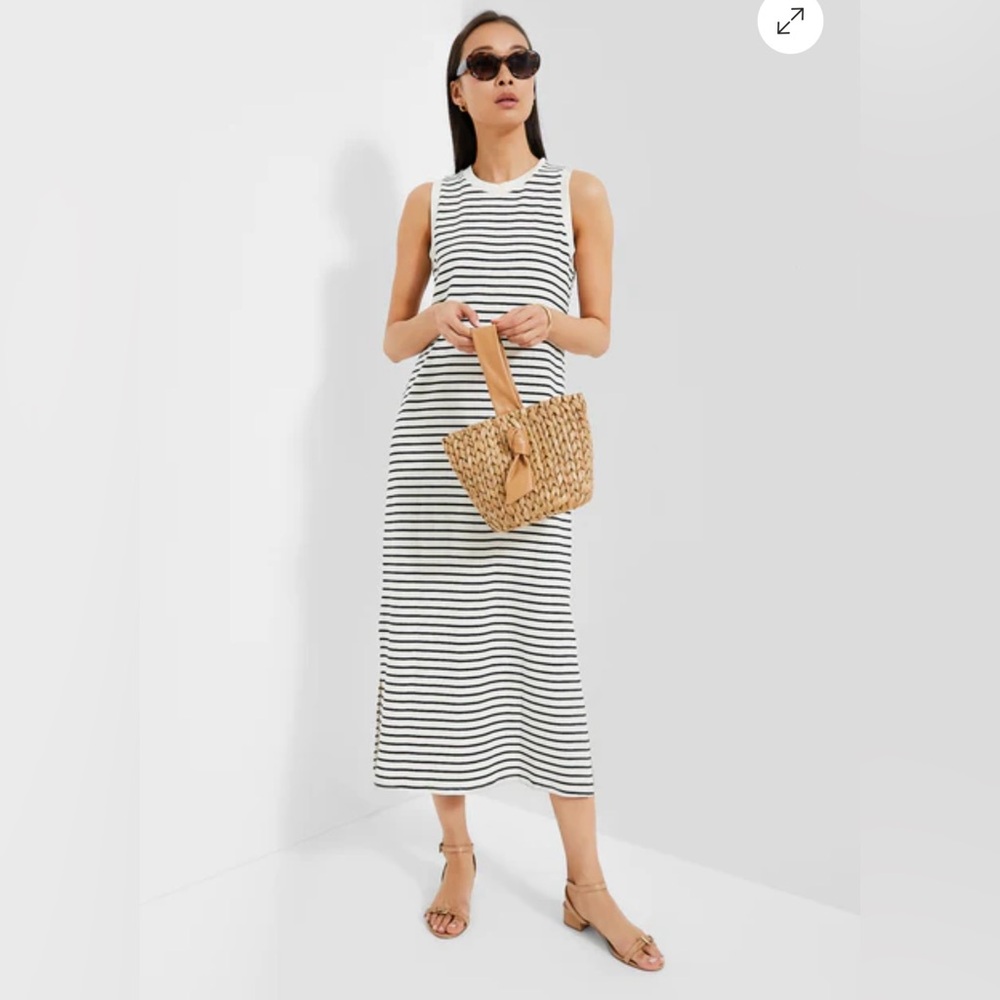 Pomander Place Navy Stripe Sleeveless Gio Maxi Dress